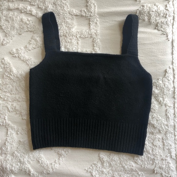H&M wool blend black crop cami - Picture 2 of 5